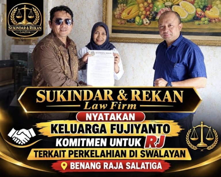 Keluarga Fujiyanto/Yanto/Petak nyatakan Komitmen Untuk Restorative Justice/RJ terkait kasus Sholeh, melalui Kuasa Hukumnya Adv. Sukindar, S.H.